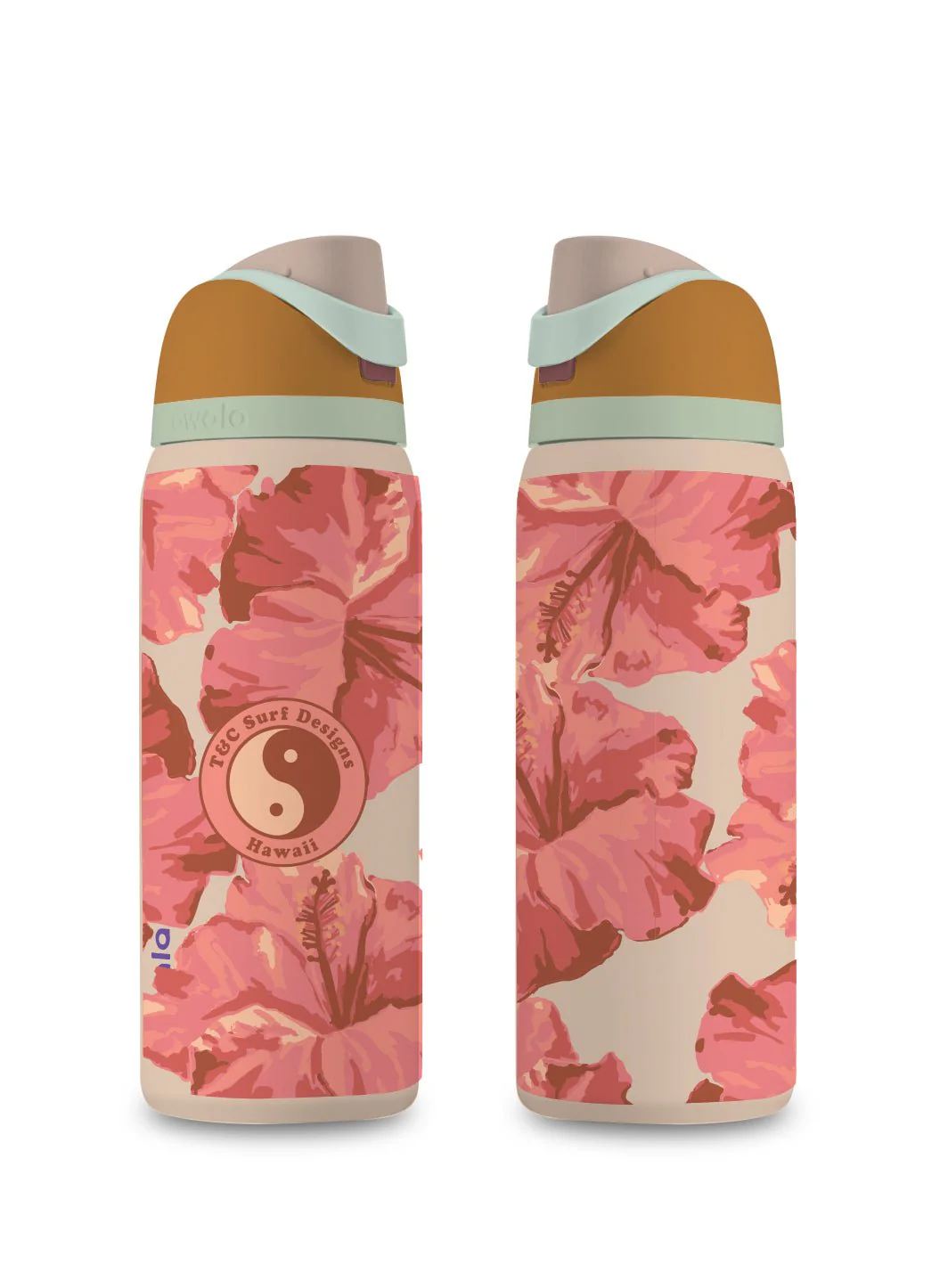 T&C Surf 32 oz Watercolor Hibiscus Owala - Image 3