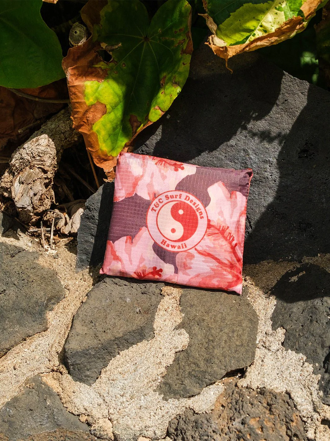 Watercolor Hibiscus Large Tuck & Toss Reusable Tote Bag - Image 3